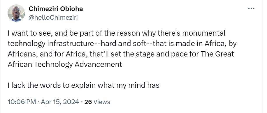 Tweet from Chimeziri Obioha